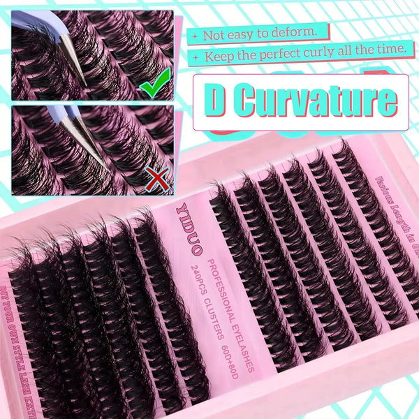 10-20Mm Mixed Individual Cosmetic False Lashes Clusters, 240Pcs/234Pcs/300Pcs/308Pcs/Set Volume Curly Thick Fake Eyelashes, Makeup Enhancement Lashes Clusters Kit, Cosmetic for Gift #GLOBAL PICKS