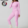 Two-Piece Set Women'S Patchwork High Elastic Soft round Neck Flat Shoulder Long Sleeve Slim Fit Beautiful Hip Tight Pants Yoga Clothes Suit Workout Running Clothes Four Seasons Outdoor Running Cycling Hiking Walking Shopping Fashion Suit Gym