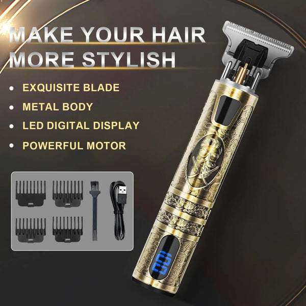 Men'S Professional Electric Razor, Usb-Charged LED Display Screen Portable Hair Clippers Set with 4 Limit Comb Attachments, Barbershop Beard Trimmer Grooming Tool for Precise Trimming, Ideal Men'S Gift Trimmer #GLOBAL PICKS