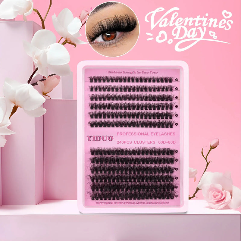 10-20Mm Mixed Individual Cosmetic False Lashes Clusters, 240Pcs/234Pcs/300Pcs/308Pcs/Set Volume Curly Thick Fake Eyelashes, Makeup Enhancement Lashes Clusters Kit, Cosmetic for Gift #GLOBAL PICKS