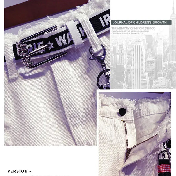 2025 New Women Skirt White Denim Long Skirts Letter Print Korean Style Fashion Hole Oversize Plus Size Female Skirts