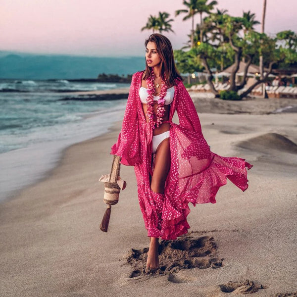 Women Swimsuit Cover Up Sleeve Beach Tunic Dress Robe De Plage Solid White Cotton Pareo High Collar Beachwear
