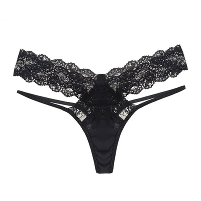 Women's Lace Thong Panties Sexy Floral Lace Trim Low Waist Briefs Breathable Soft Underwear for Women & Girls