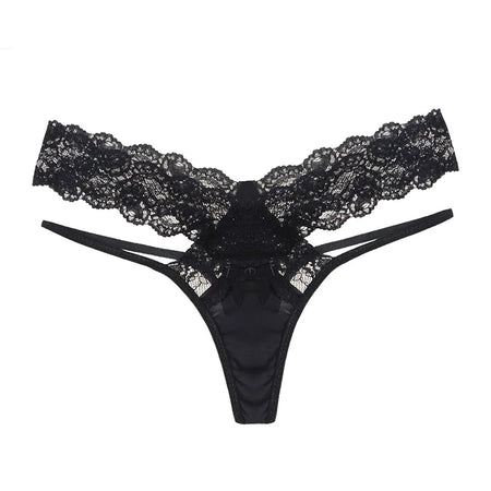 Women's Lace Thong Panties Sexy Floral Lace Trim Low Waist Briefs Breathable Soft Underwear for Women & Girls