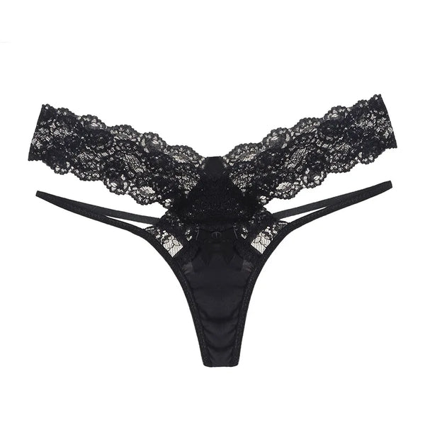 Women's Lace Thong Panties Sexy Floral Lace Trim Low Waist Briefs Breathable Soft Underwear for Women & Girls