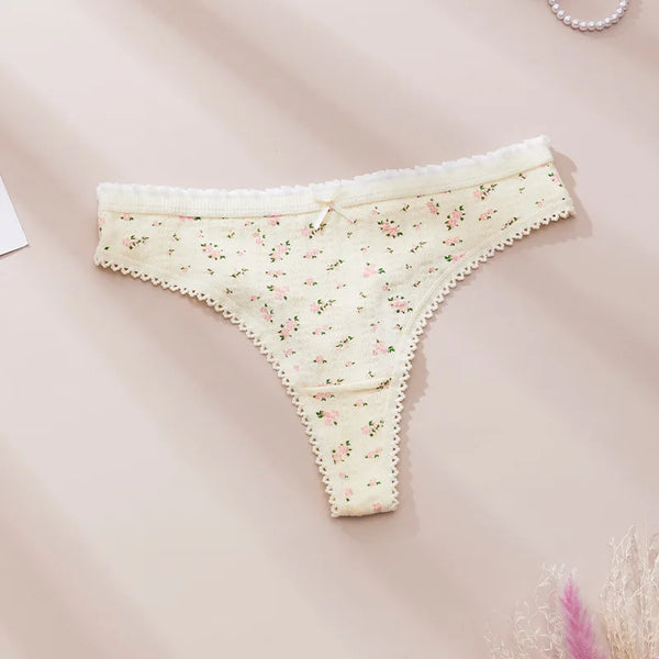 Fashion Cute Print Panties for Women Thongs Cotton Spring Summer Soft Lingeries Sexy Hot Bow Women's Intimates Tangas Mujer