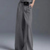 Yeezzi Urban Female Business Suit Pants 2025 New Fashion Black White Loose Straight Pant High-Waist Pleated Split-Front Trousers