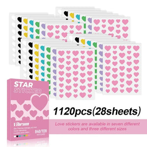1120pcs Colorful Heart-Type Pimple Removal Sticker Breathable Hydrocolloid Acne Patch Anti-Acne Spots Marks Concealer Makeup