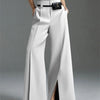 Yeezzi Urban Female Business Suit Pants 2025 New Fashion Black White Loose Straight Pant High-Waist Pleated Split-Front Trousers