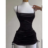 Sexy Sleeveless Backless Bodycon Mini Dress Women Summer Satin Lace Up Party Club Dresses Streetwear Evening Black Y2K 2025 Robe