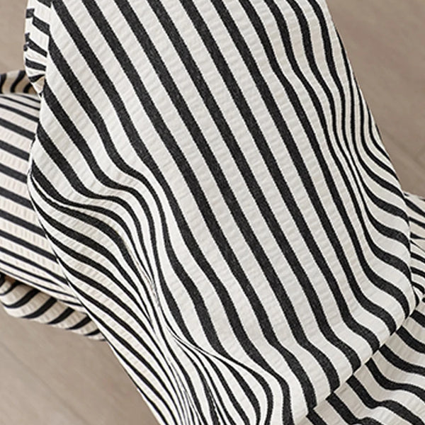 Women's Casual Vertical Striped Comfortable Breathable Elastic Waist Belted Daily Wear Casual Tapered Crop Pants With Pockets