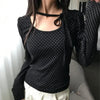 Matakawa Y2k Bandage T Shirt for Women Polka Dot Spring Autumn Korean Fashion Ropa De Mujer Sexy Vintage Slim Camisetas