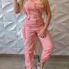 Fashion Strap Jumpsuit Women Loose Dungarees Long Rompers Summer Solid Pockets Cargo Pants Female Casual Work Out Playsuits