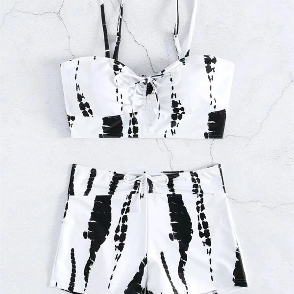 Drawstring Front Shorts Bikinis 2026 High Waist Swimsuit Women Swimwear Female Bathers Bathing Swimming Swim Suit Beachwear