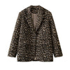 Vintage Leopard Women's Jacket Suit Casual Turndown Collar Women Coat Fashion V-neck Long Sleeve Jackets Autumn New Coats