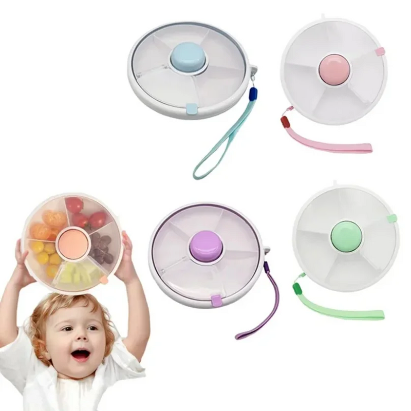 Circular Rotating Lunch Box Snack Container Moisture Proof Sealed Fruit Tray Spinner Candy Box Portable Melon Seed Storage Box