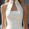 Elegant Sleeveless Neckline Gown Stand Collar Knee-Length Slim Fit Dress for Women Holiday Parties Spring Summer New Arrival