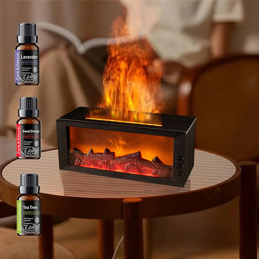 Flame Design Humidifier 7-Color LED Diffuser for Relaxation & Better Sleep
