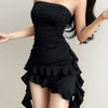 Summer Sexy Mini Dress Women Sleeveless Strapless Streetwear Backless Bodycon Black Dress Party A-LINE Dresses Y2k