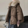 2025 Winter Down cotton Short Padded Jacket Women Parkas Fur Collar Thick Cotton Coats Clothes Black Casual Outerwear Female new