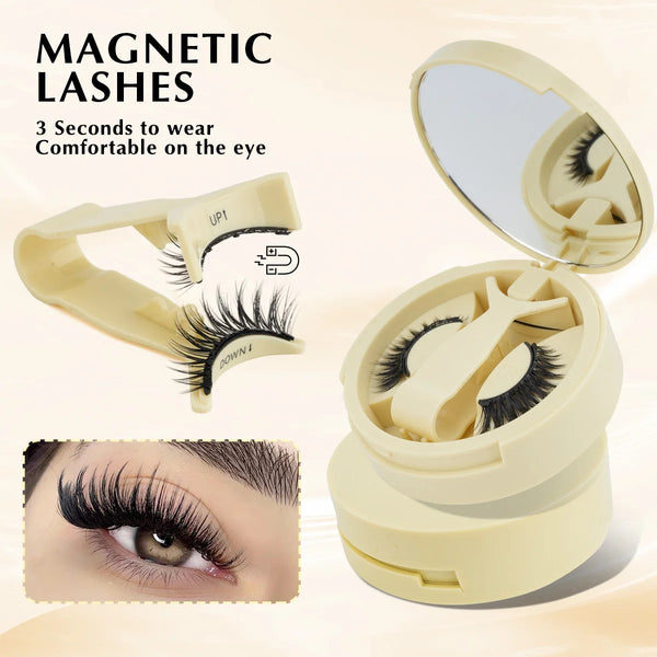 No Glue Needed False Magnetic Eyelashes Set with Tweezers Reusable Magnetic Fake Eyelash Natural Fluffy Faux Mink Lashes Makeup