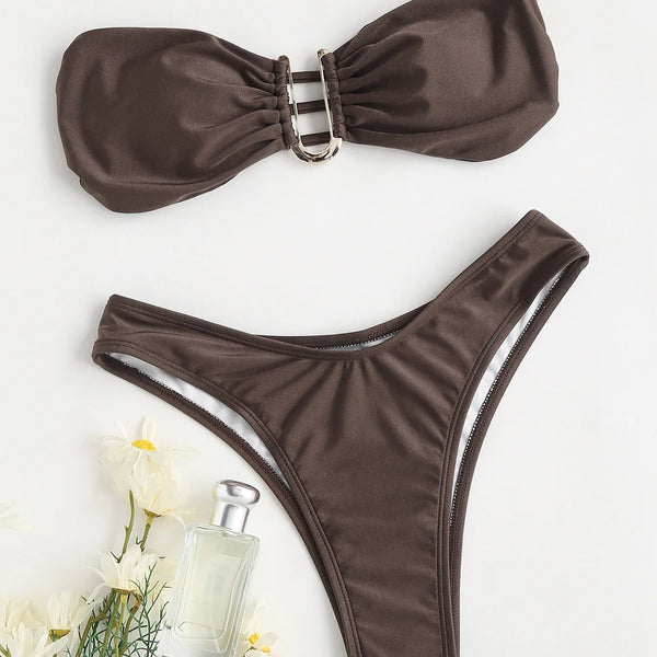 Bandeau Bikini Swimsuit Women 2026 Two-piece Swimwear Thong Bikinis Sets Female Bathing Suit Push Up Monokini Beach Wear Biquini