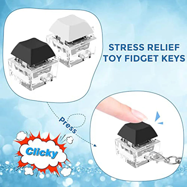 10/20/40pcs Key Switch Keychain Shaft Tester Mechanical Keyboard Fidget Button Finger Toys Relief Stress Gifts For Party Favors