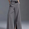 Yeezzi Urban Female Business Suit Pants 2025 New Fashion Black White Loose Straight Pant High-Waist Pleated Split-Front Trousers