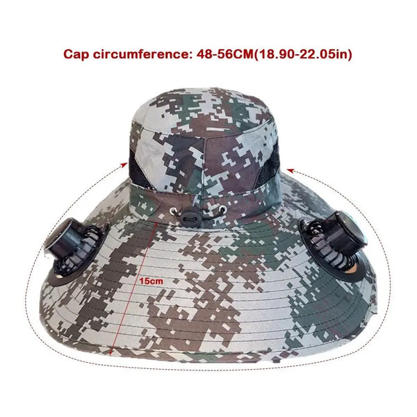 New Solar Fan Hat Breathable USB Charging Sun Hat for Men with 2 Solar Fan Wide Brim Fisherman Hat Outdoor