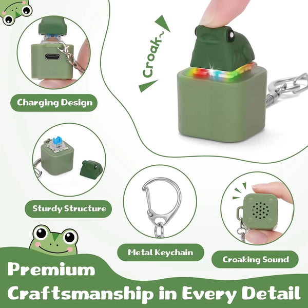 Viral Keyboard Clicker Toy: LED Light Up Duck Frog Squeeze Toy, ASMR Tactile Fidget Keychain, Office Anxiety Relief, New