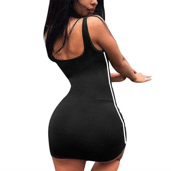 Summer Women Casual Sheath Dress Lady Spaghetti Strap Sleeveless Sexy Stretch Slim Dress Vestidos
