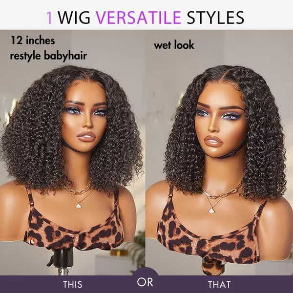250Density Glueless Short Bob Wig 10 Inch Deep Wave Lace Front Bob Wigs Human Hair 5x5 Glueless Bob Wig Human Hair Ready To Wear