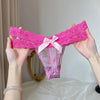 Sexy Lace Thongs for Women Low Waist G-String Panties Breathable Mesh Bow T-Back Femme Intimates Lingerie