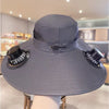 Solar Fan Hat Wide Brim Solar Fan Outdoor Fishing Hats Strap 2 Fans Waterproof Outdoor Hiking Camping Fishing Hat Hats for Women