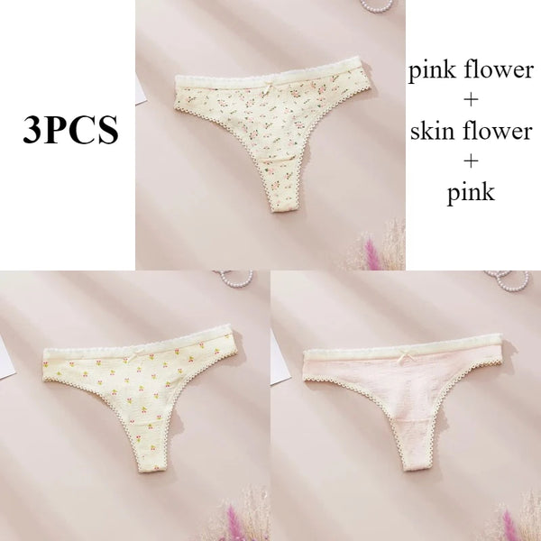 Fashion Cute Print Panties for Women Thongs Cotton Spring Summer Soft Lingeries Sexy Hot Bow Women's Intimates Tangas Mujer