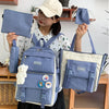 5PCS Kit Backpack Female Fashion Lady High Capacity Waterproof College Trendy Girls Laptop School Bags Cute Girl Travel Book Bag