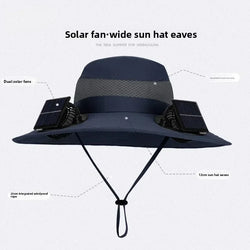 Mens Quick Dry Bucket Hat Large Size Sun Hat with Solar Powered Fan USB Rechargeable for Outdoor Hiking Camping Fishing Activity