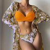 Cikini-Three-Piece Bikini Set for Women, Split Swimsuit, Swimwear, Summer Outfit, New, 2022