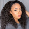 200% Density Human Hair Wig Short Headband Bob Wig Natural Black Short Curly Bob Cut Glueless Kinky Curly Headband Wig