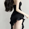 Summer Sexy Mini Dress Women Sleeveless Strapless Streetwear Backless Bodycon Black Dress Party A-LINE Dresses Y2k