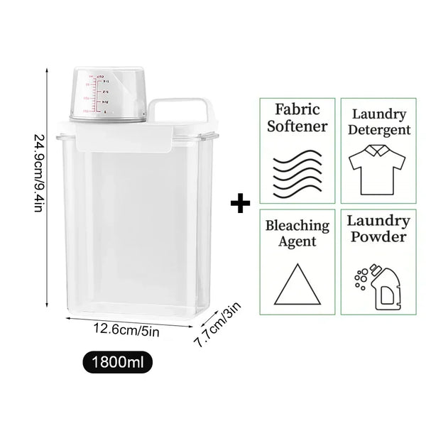 Detergent Powder Storage Box Refillable Airtight Laundry Detergent Dispenser Softener Bleach Storage Container with Lids