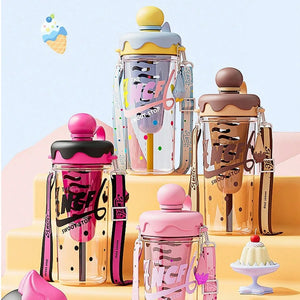 1 Pc Aesthetic Straw Cup - Crossbody Portable Sports Water Bottle, Plastic Tea Infuser Bottle with Filter Mesh for Ice Drinks