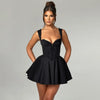 2025 Spring New Sleeveless Lace Splicing Spice Slip Dress Slim Backless Ballet Pompadour Dress V-neck High-waisted Mini Dress