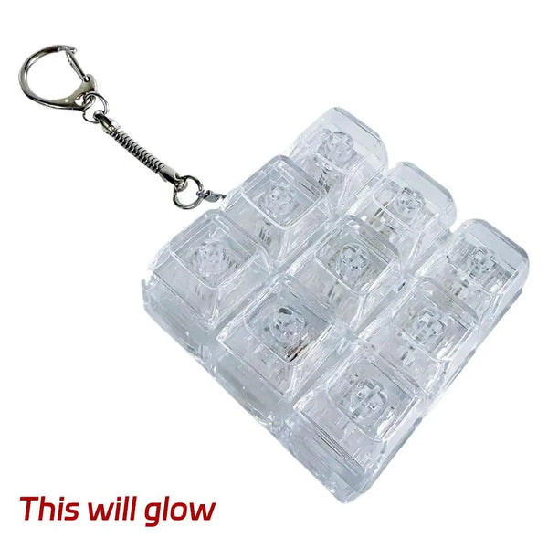 Clear LED Keyboard Fidget Toy Silent Mechanical Switch Tester Keychain Stress Relief Fingertip Toy with Customizable Keycaps