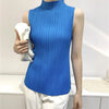Miyake Pleated Elegant Fashion Temperament Solid Color Half High Neck Sleeveless Women's Vest 2023 Summer New Breathable Top