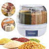 360° Rotating 6-Grid Food Dispenser - Airtight Kitchen Storage Container for Grains, Cereal & Dry Goods