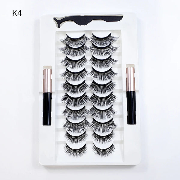 10Pairs Magnet False Eyelashes Reusable Magnetic Eyelashes With Eyeliner and Tweezers Natural Look Fake Eyelashes