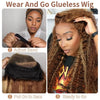 Honey Blonde Ombre Highlight Lace Front Wig Human Hair 13x6 Deep Wave HD Lace Curly WIG
