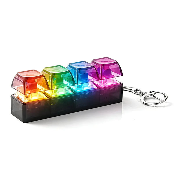 LED Keyboard Fidget Keychain 4/9 Keys Clicker Light Up Button Stress Relief Key Chain for Office Desk Finger Exercise Keycap