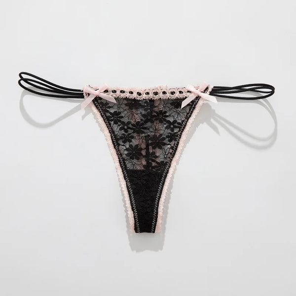 1pcs Lace Bow Panties Sexy Female Lingerie Daily Wear Home Wear Solid Underwear Women Low Waist Panties Breathable Трусы Женские